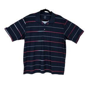 Men’s Silky Polyester Stripped Polo Style Shirt Collared w/3 buttons Pullover XL